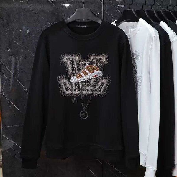 

men's hoodies & sweatshirts designer round neck pullover diamond sweater 2022 new fashion brand ins autumn long sleeve t-shirt cotton b, Black