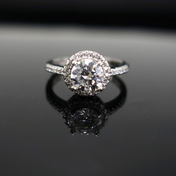 

real 1 carats d color moissanite wedding rings for women 100% 925 sterling silver sparkling engagement party fine jewelry, Slivery;golden