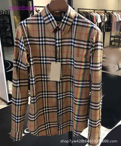 

brand burbersys clothes b family spring and autumn classic medium plaid men's long sleeve slim fit shirt business casual cotton four se, White;black