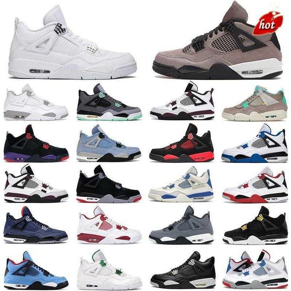 

2023 og mens womens basketball shoes 4 4s jumpman desert moss red thunder lightning university blue white oreo taupe, Black