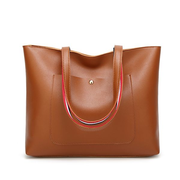 

fashion handbag women's shoulder bag pu solid color tote bag