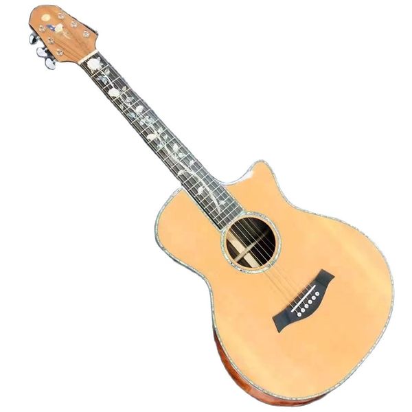 

custom grand all solid spruce wood ebony fingerboard acoustic guitar accept any guitar customization