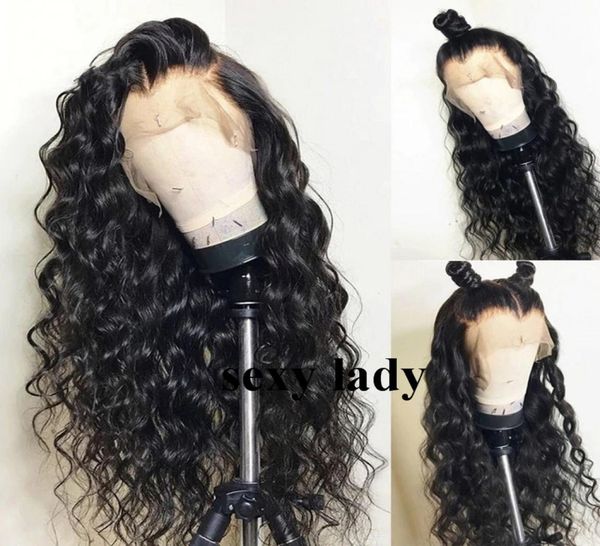 

180density deep loose wave blackbrownburgundy wig pre plucked with baby hair brazilian full lace front wigs synthetic hair for b5134716, Black