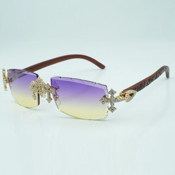 

cross diamond cool sunglasses 3524031 with natural tiger wooden legs and 57 mm cut lens, White;black