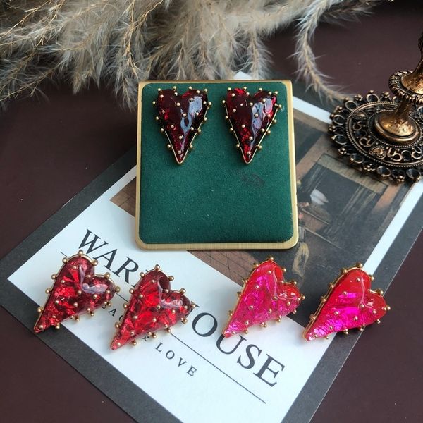 

stud sweet heart earrings red pink strawberry accessories simple delicate jewelry for women 230324, Golden;silver
