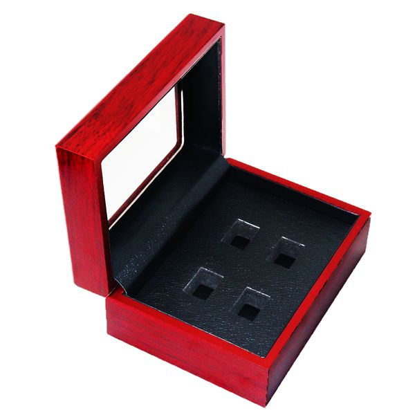 

4 hole championship ring display case box | baseball basketball softball hockey high school tournament finalist college class sport champion, Black;white