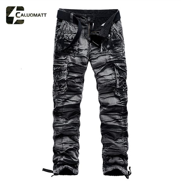 

men's pants autumn outdoor tactical military cargo men pants casual multi-pocket trousers large size wear-resistant jogger sweatpant no, Black