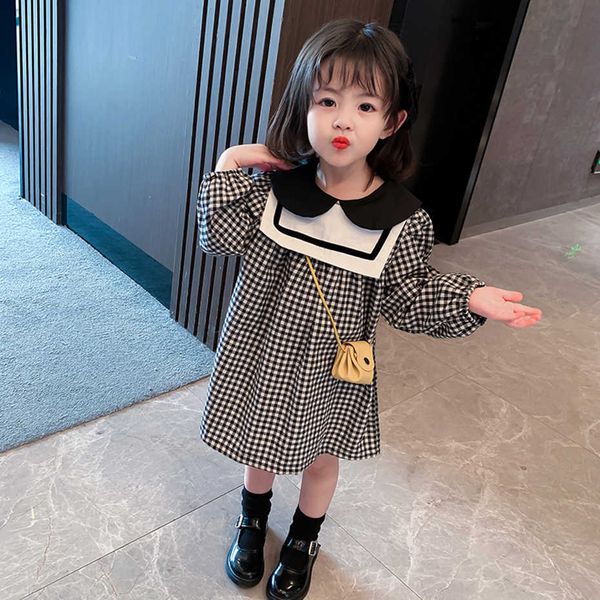 

girl's dresses toddler girls plaid pattern party casual style kids spring autumn clothing y2303, Red;yellow