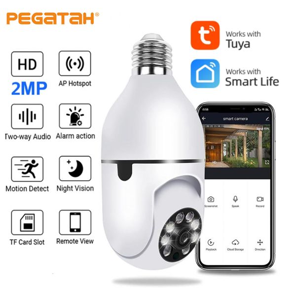 

ip cameras 1080p tuya wifi ptz camera e27 bulb indoor security night vision motion detect alarm p2p smart home surveillance cctv 230325