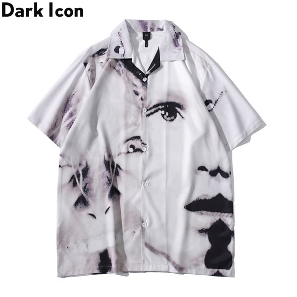 

men's casual shirts dark icon vintage street short sleeve summer thin material hawaiian shirt man blouse male 230325, White;black