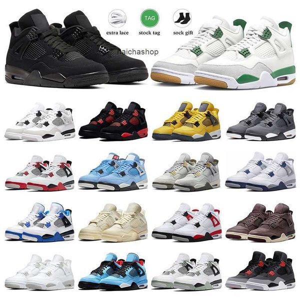 

men women basketball shoes 4s jumpman 4 military black cat sb pine green cactus jack university blue sail white cement pure money mens sport