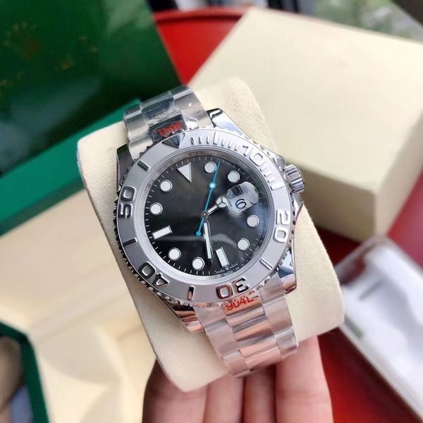 

with original box men's upgraded watch black dial white ceramic bezel two-tone inlaid stainless steel solid solid bracelet automatic mo, Slivery;brown
