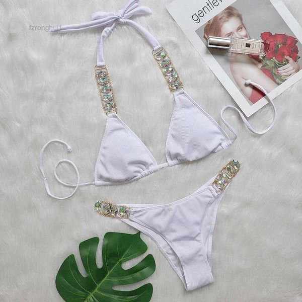 

women's swimwear 2022 bikini plain women split strap luxury metal chain accessories 3 84rp, White;black