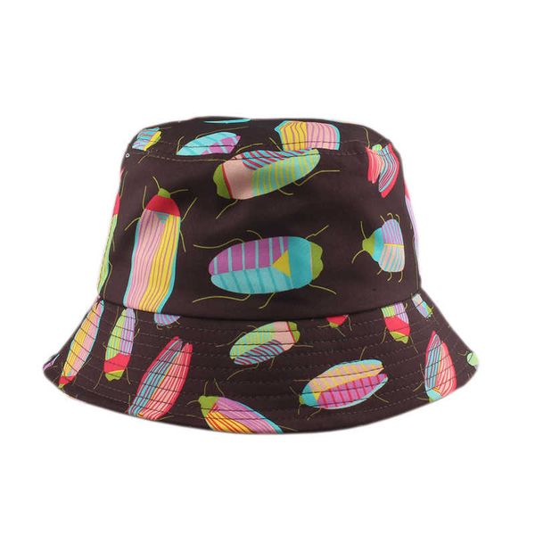 

wide brim hats panama bucket hat men women summer fisherman hat cartoon insect hip hop cap vintage printing fishing hat p230311, Blue;gray