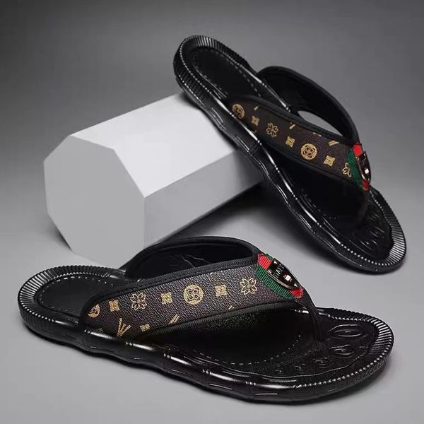 

men's slippers 2023 new summer beach shoes non-slip sport flip flops comfort casual thong sandals, Black