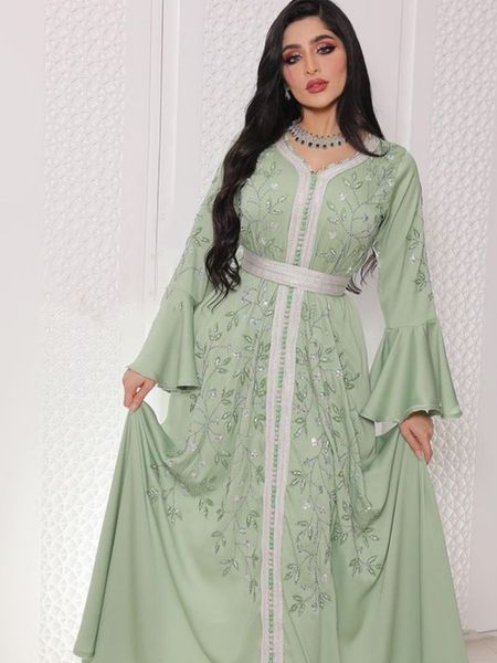 

ethnic clothing india turkey muslim abaya dresses women elegant diamond wedding evening party dress lace belted jilbab abaya morocco caftan, Red