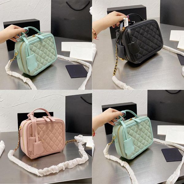 

designers handbags make up shoulder wash cosmetic beauty bags lady box trunk crossbody bag for women fashion chains purse genuine leather me