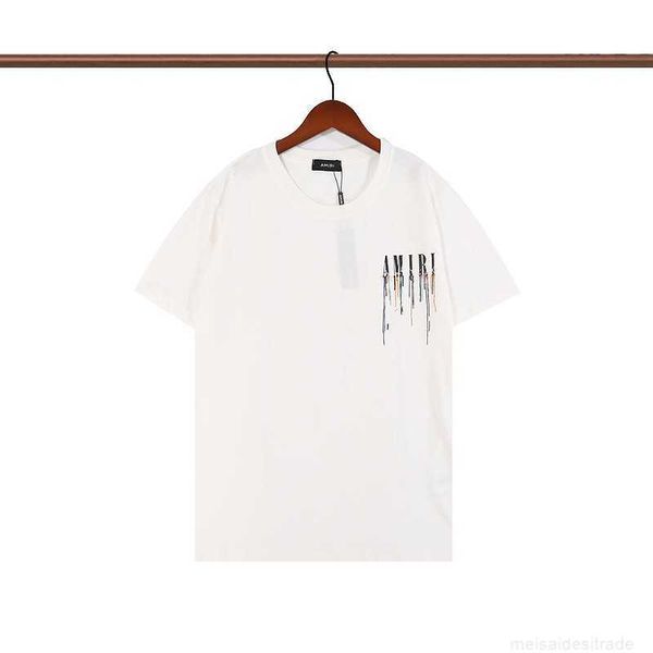 

designer fashion maker fashion brand flowing color letter mairi printed short sleeve cotton tshirt men's and women's versatile hip, White