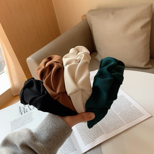 

new solid wide fold hair bands hoop for women vintage soft elastic headband fashion girls thicken hairband headwear hair accessories