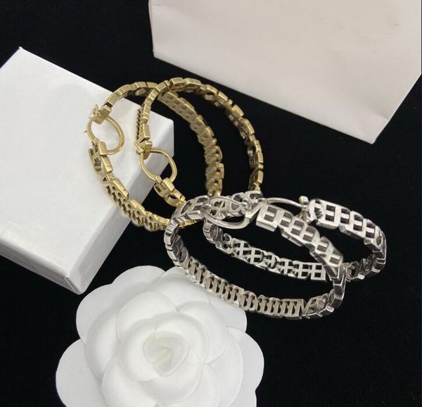 

designer hollow out earrings fashion hoop earrings for lady women party earring new wedding lovers gift engagement jewelry for bride hmer2 -, Golden;silver