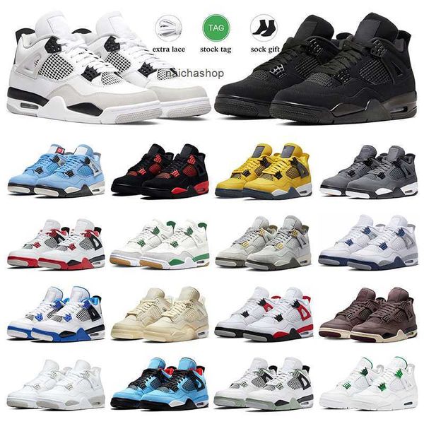 

men women basketball shoes 4s jumpman 4 military black cat pine green university blue sail canvas white cement midnight navy mens sport og d