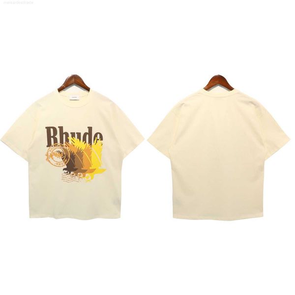 

designer plus cloth rhude new half men's fashion oversize eagle letter print couple short sleeve tshirtlcpf, White