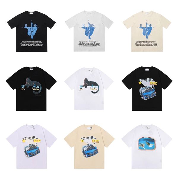 

summer women's t-shirt womens rhudes designers for men letter polos embroidery tshirts clothing short sleeved tshirt large tees, White