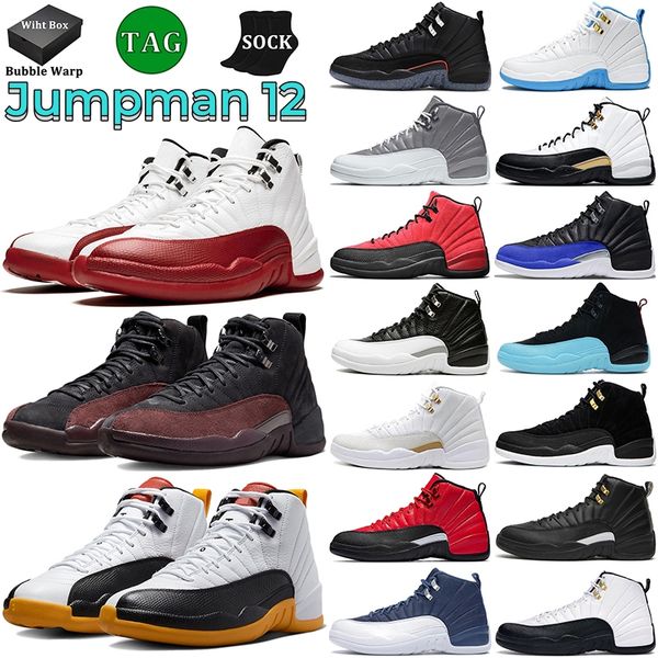 

cherry 12 jumpman 12s men basketball shoes stealth playoffs royalty black taxi utility indigo reverse concord dark grey mens trainers outdoo
