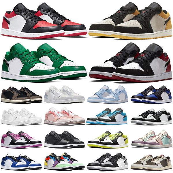 

jumpman 1 low basketball shoes black phantom smoke grey starfish red obsidian reverse mocha dark 1s wolf grey sports sneakers for men women