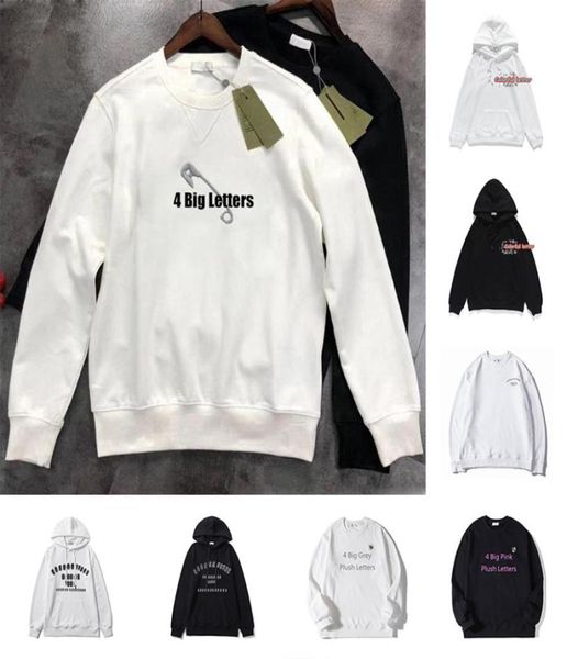 

2023 mens designers hoodies fashion couples pullover long sleeve street hip hop cotton sweater safety pin loose fit womens luxury 3102295, Black