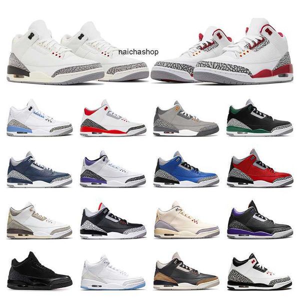 

men basketball shoes 3 3s sports running sneakers unc cardinal red dark iris white cement reimagined cool grey a ma maniere fragment womens, Black