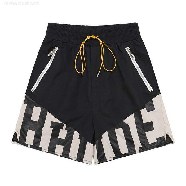 

designer oversize plus cloth br rhude splicing color contrast printing casual shorts men and womentrkl, Black