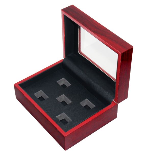 

5 hole championship ring display case box | baseball basketball softball hockey high school tournament finalist college sport championship r, Black;white