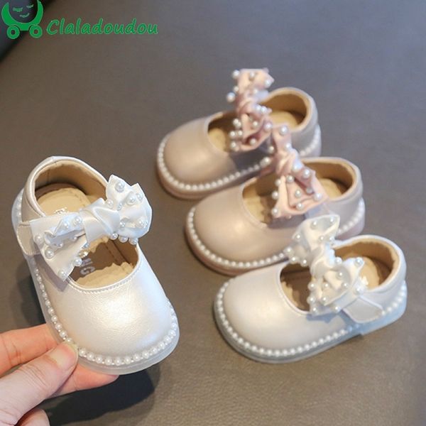 

first walkers 11.5-15.5cm brand infant baby girls soft sole bowknot princess wedding dress flats prewalker born pearls toddler autumn shoes