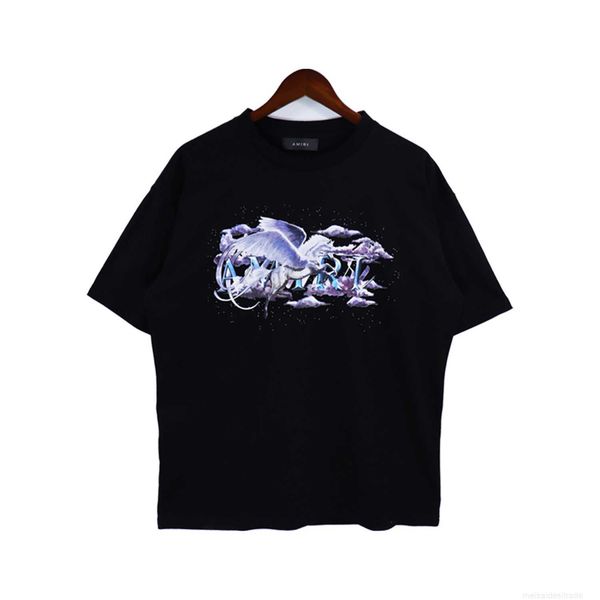 

designer fashion maker ss mairi pegasus script logo print elastic short sleeve tshirt batchyqnf, White