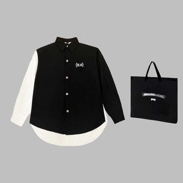 

mens button shirts designer flannel shirt classic cross black white long sleeve shirts men women thin coat buttons down cardigan jacket, White;black