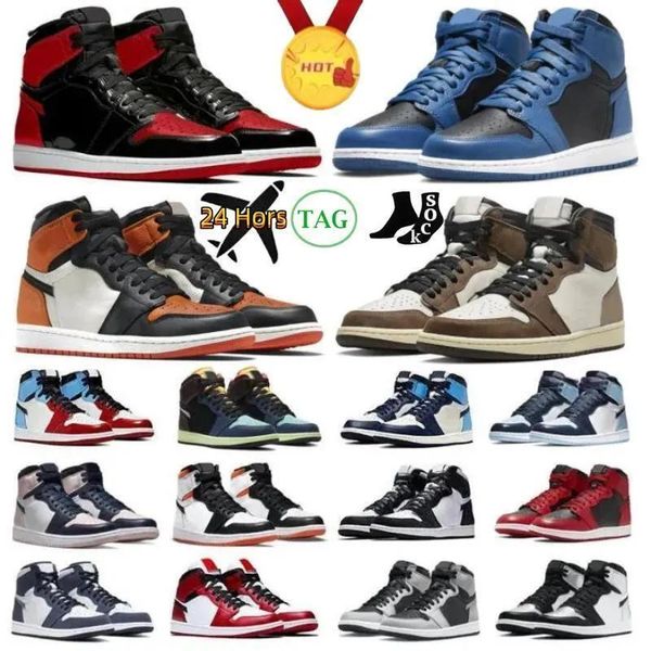 

og jumpman 1 basketball shoes men 1s university blue hyper royal patent panda dark mocha bred shadow unc smoke grey women sports sneakers tr