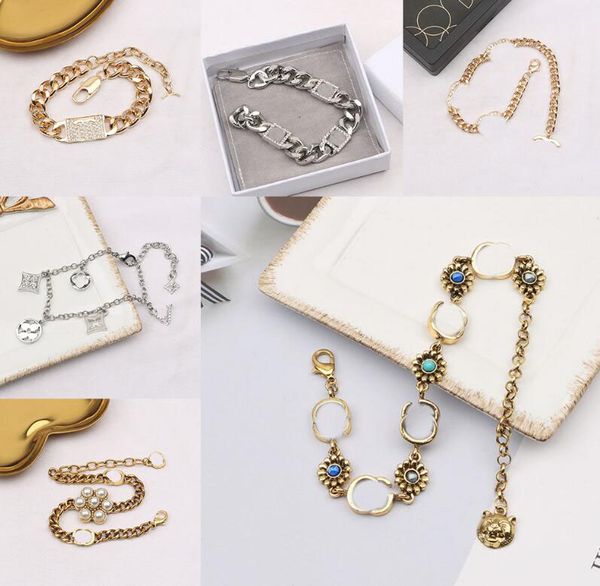 

designer bracelet fashion chain jewelry luxury desinger brand letter women 18k gold plated crystal rhinestone pearl wristband link gifts acc, Black