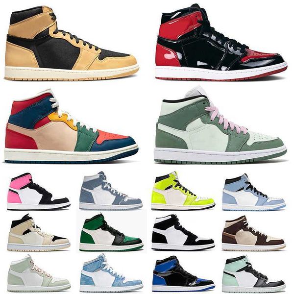 

jumpman 1 1s mens womens basketball shoes retro university blue high panda pine green mocha mid dutch green designer j1 sports sneakers jord, Black