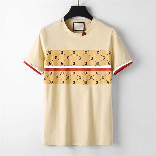 

fashion designer men's tee shirts black and white beige stitching brand casual 100% cotton anti-wrinkle slim letter chain print couple, White;black