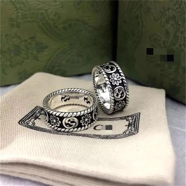 

70% off designer jewelry gujia s925 silver ring double g small daisy flower hollowed out as an old fashion gift for men and women2984