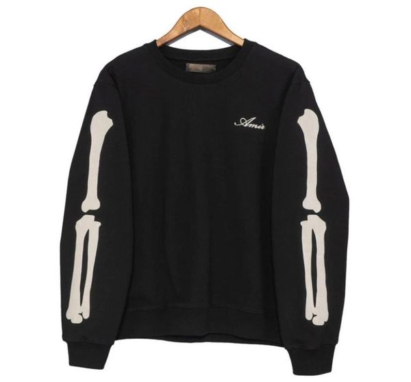 

casual flocking bone pattern tshirt mens sweatshirt hoodie japanese korean streetwear oneck men sweatshirt8692197, Black
