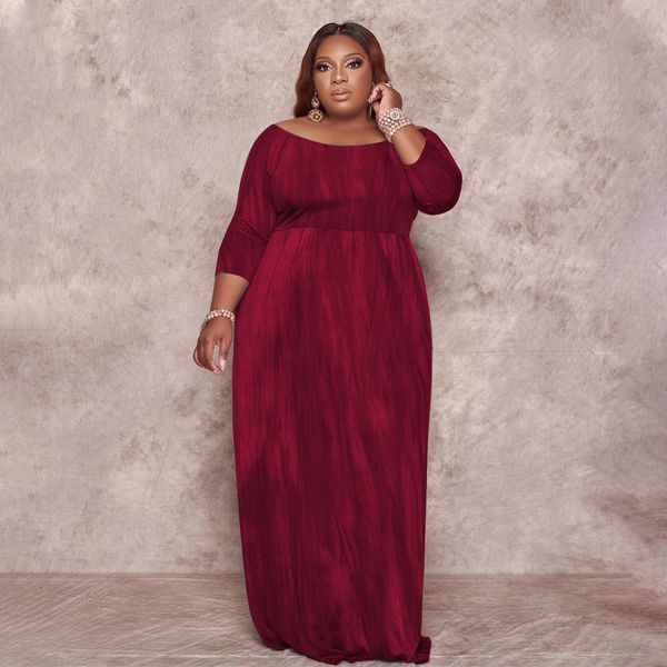 

plus size dresses women clothing size dress progressive dot printing round neck high elastic elegant evening wholesale 230325, Black