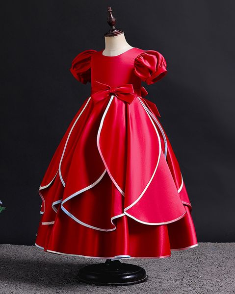 

2023 new crossover children's little princess girl dress children's kindergarten performance banquet costumes, Red;yellow