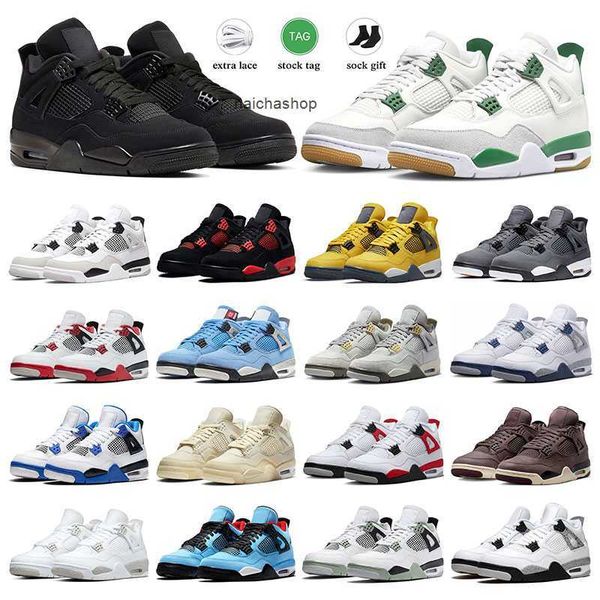 

men women basketball shoes 4s jumpman 4 military black cat sb pine green cactus jack university blue sail white cement mens sports sneakers