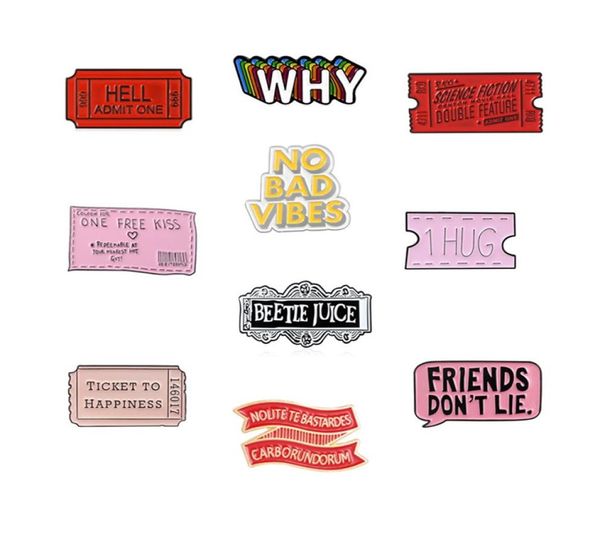 

customized happy movie tickets brooches letters ribbon love enamel armed lapel pin badge fashion men women vintage bulk hard metal9407835, Gray
