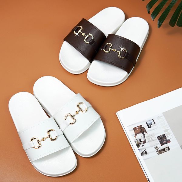 

women men rubber slide slipper sandals designer slides causal non-slip slides summer flip flops outdoor flower platform slippers, Black