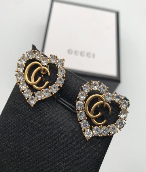 

gold hoop charm earrings luxury g letters designer brand stud earrings retro vintage copper colorful crystal stone ear jewelry for2492785, Golden