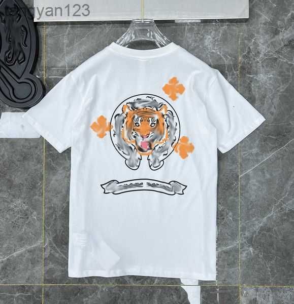 

luxury classic men's t shirt ch brand heart tees men women sanskrit letter chromes short sleeve horseshoe couple t-shirts designer pol, White;black