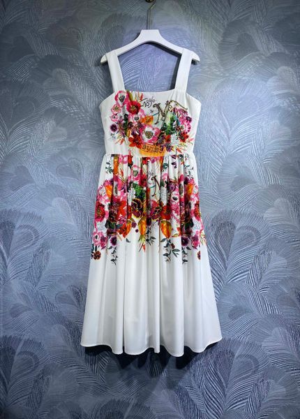 

hanging belt printed dress, live p of haolaiwu spot show new women's temperament long skirt slim fit, Black;gray